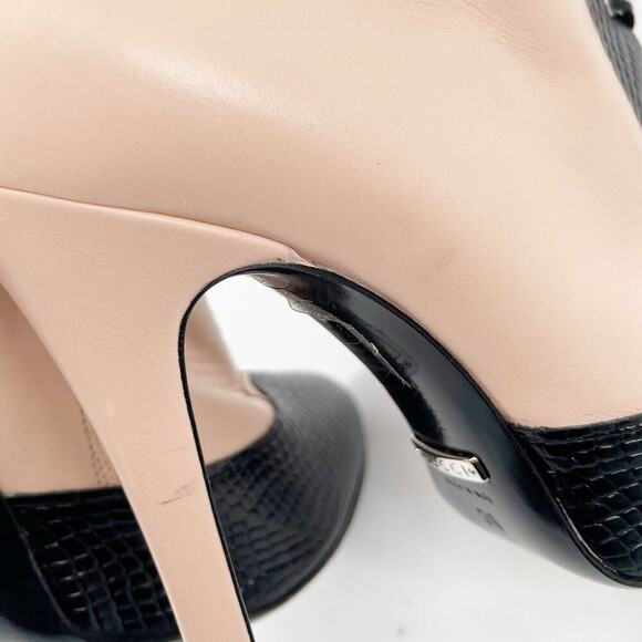 Gucci Harriet Light Rose Black Leather Lace Up Over The Knee Heeled Boots EU 38 - Picture 11 of 15